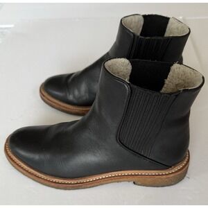 Botkier Chelsea Women's Black Leather Fleece Lined Ankle Boots Sz 7 Slip On